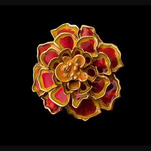 Bevza Marigold 27cm 14k Gold Over Brass Flower Pin